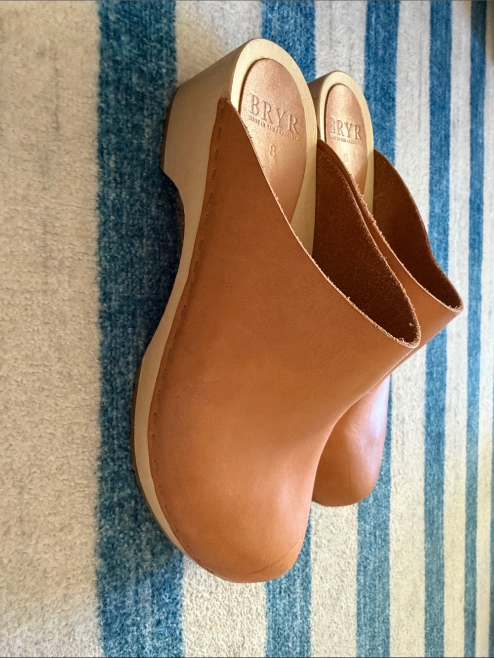 Bryr Worker Leather Clogs in Natural Tan - Picture 3 of 5